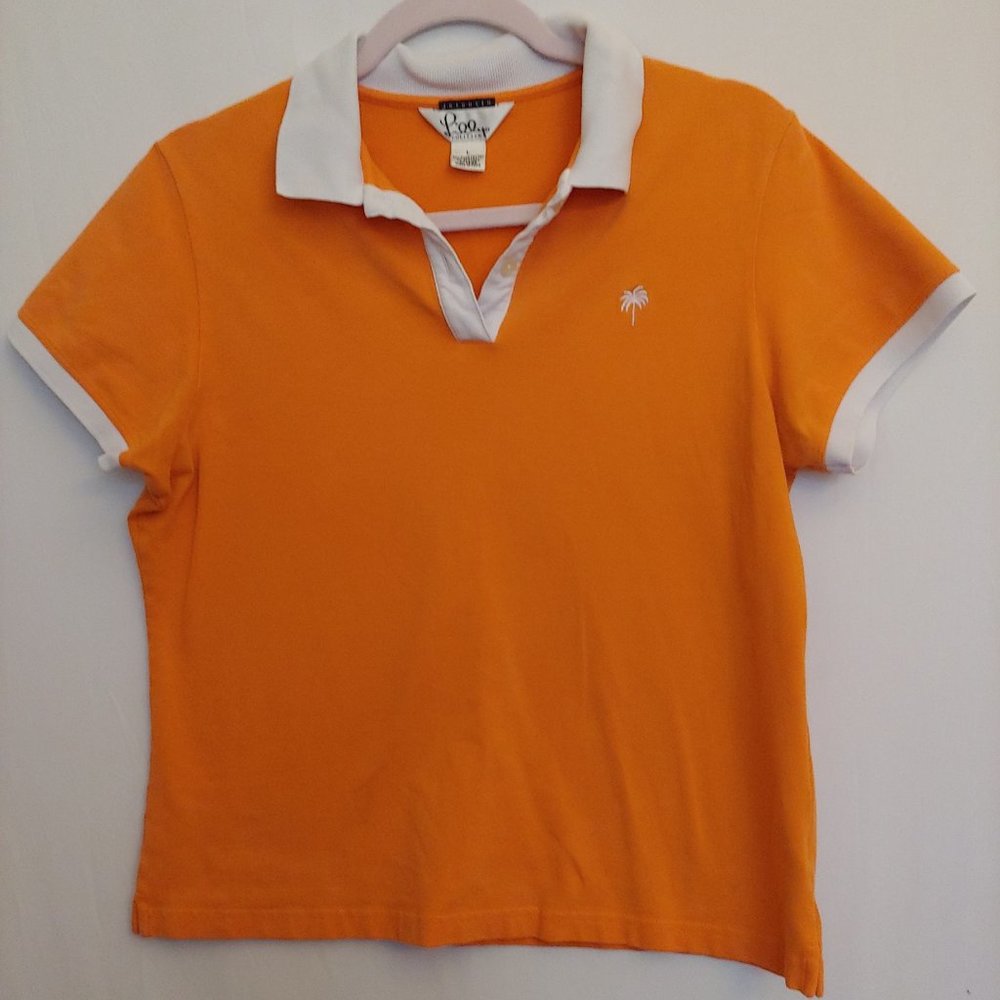 Lilly Pulitzer vintage orange and white polo shirt size Large